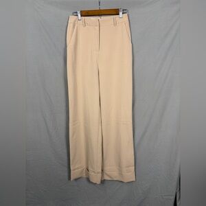 The Frolic Beige High Waisted Wide Leg Trousers Stretch Pants Women Size 4 NWT